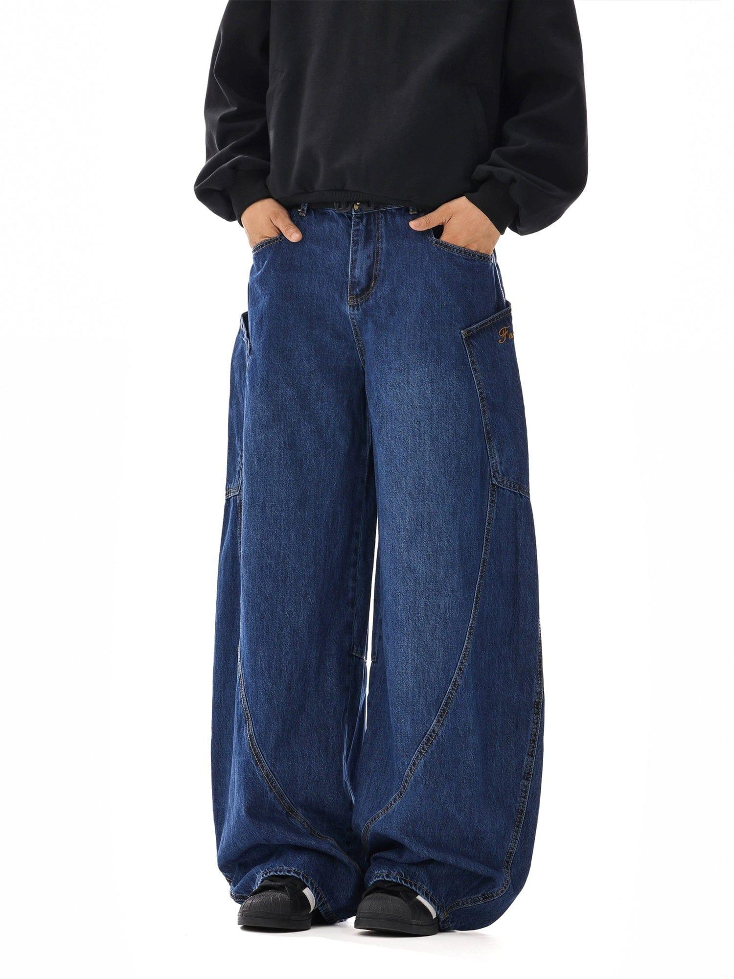 RT No. 12111 DARK BLUE WORKWEAR BAGGY JEANS Product Image