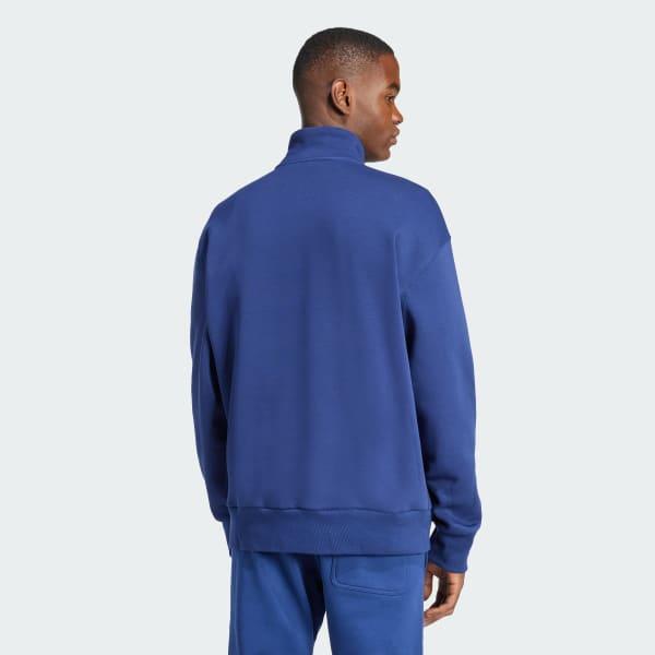 adidas ALL SZN Fleece 1/4-Zip Crew Sweatshirt Dark Blue XS Mens Product Image