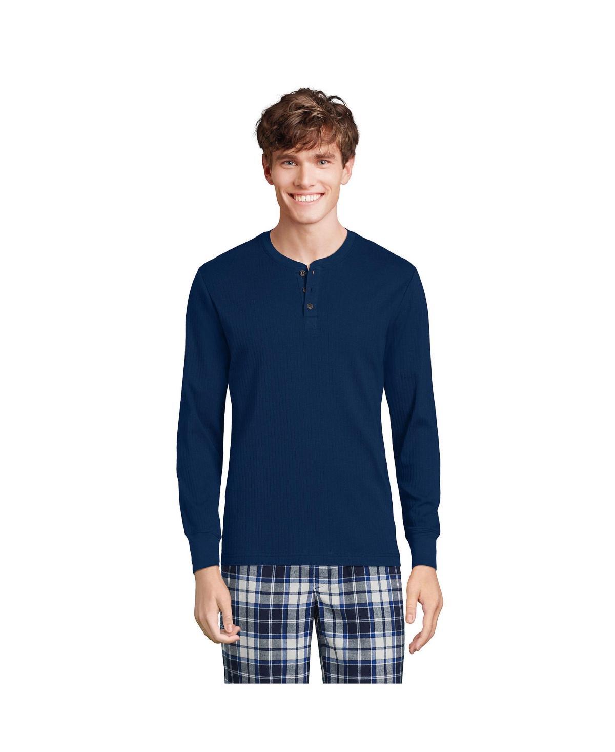 Men's Lands' End Ribbed Pajama Sleep Henley, Size: XXL, White Product Image