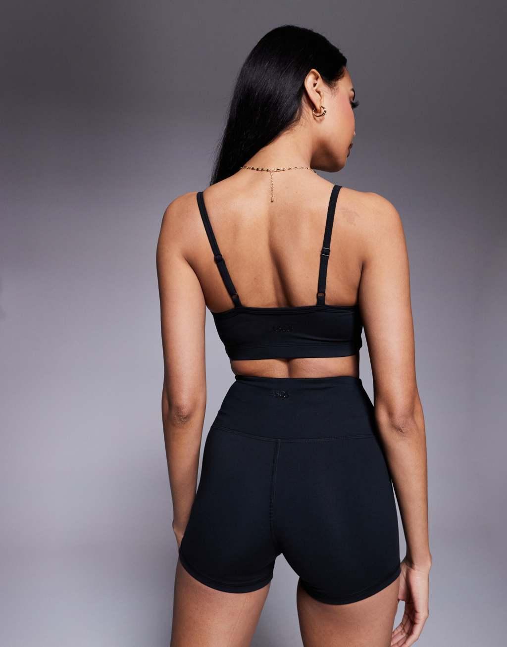 4505 Icon soft touch medium support sports bra with removable padding and adjustable straps in black  Product Image