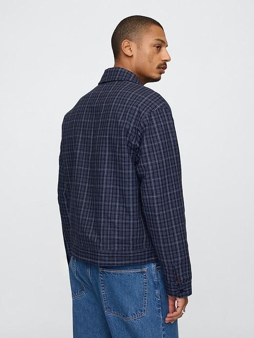 Linen-Cotton Plaid Relaxed Jacket Product Image