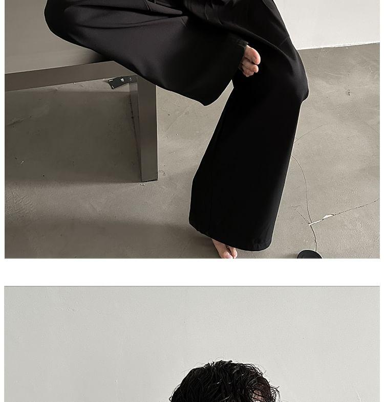 Set: Long Sleeve Round Neck Striped Knit Top + Plain Shawl Product Image
