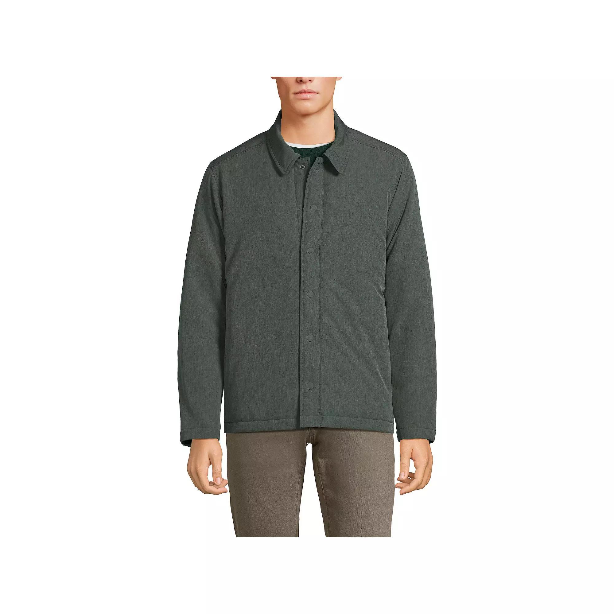 Men's Lands' End Commuter Refined Non Quilted Shirt Jacket, Size: Large, Evening Green Product Image