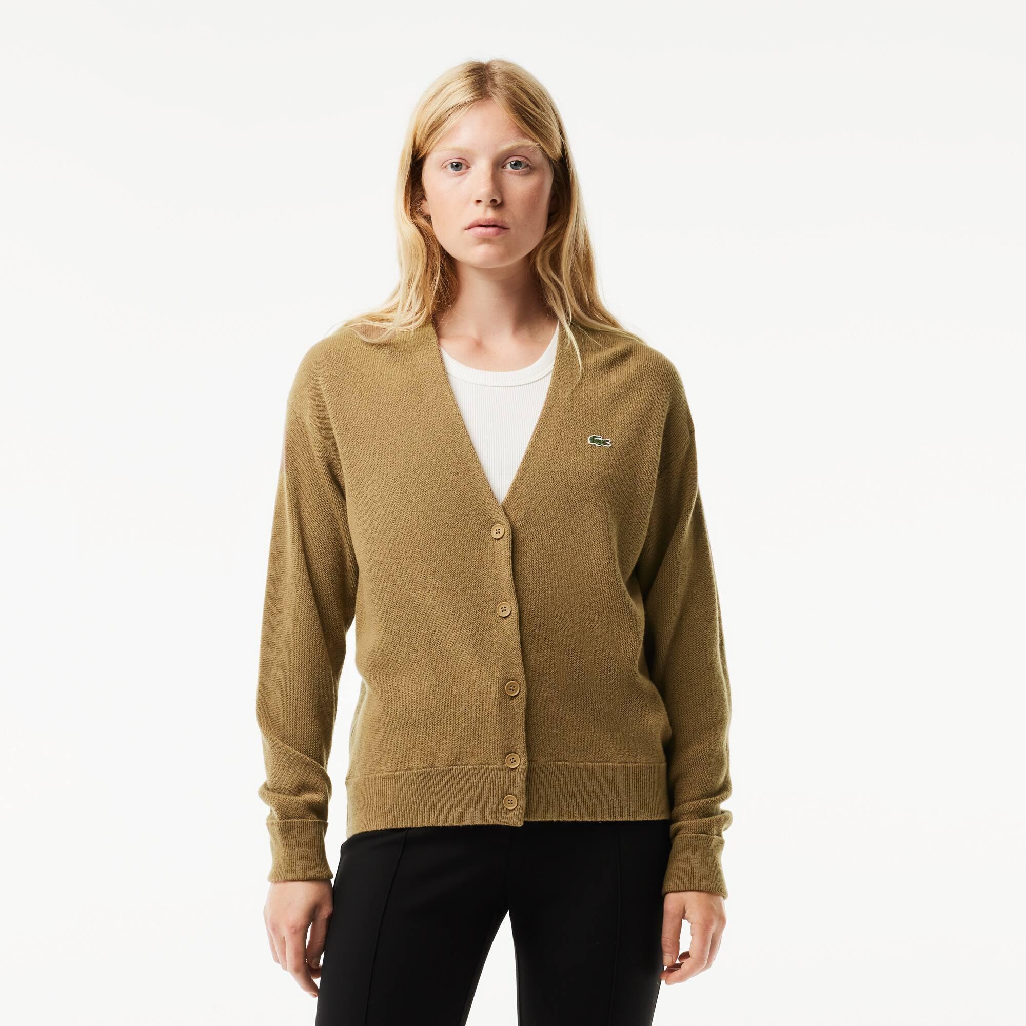 Relaxed Fit V Neck Wool Cardigan Product Image