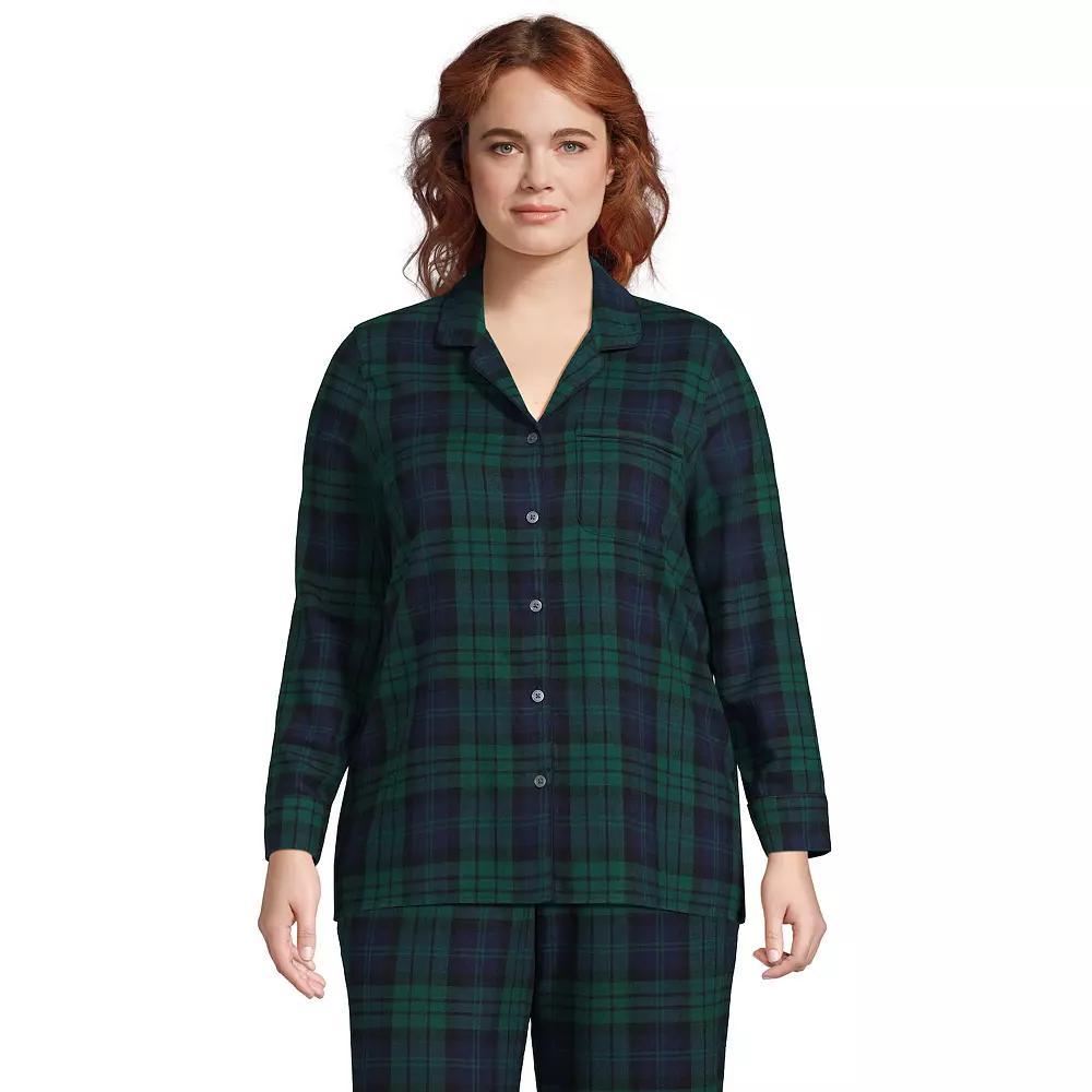 Plus Size Lands End Long Sleeve Flannel Pajama Top, Womens Product Image