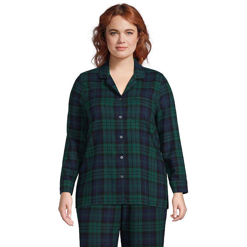 Plus Size Lands' End Long Sleeve Flannel Pajama Top, Women's, Size: 2XL, Deep  Blue Pups Product Image