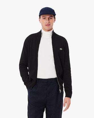 Zipped High Neck Cotton Sweater Product Image