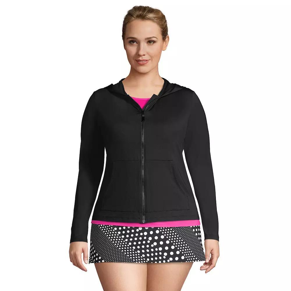 Petite Lands' End UPF 50 Hooded Full-Zip Long Sleeve Rash Guard, Women's, Size: XL Petite, White Product Image