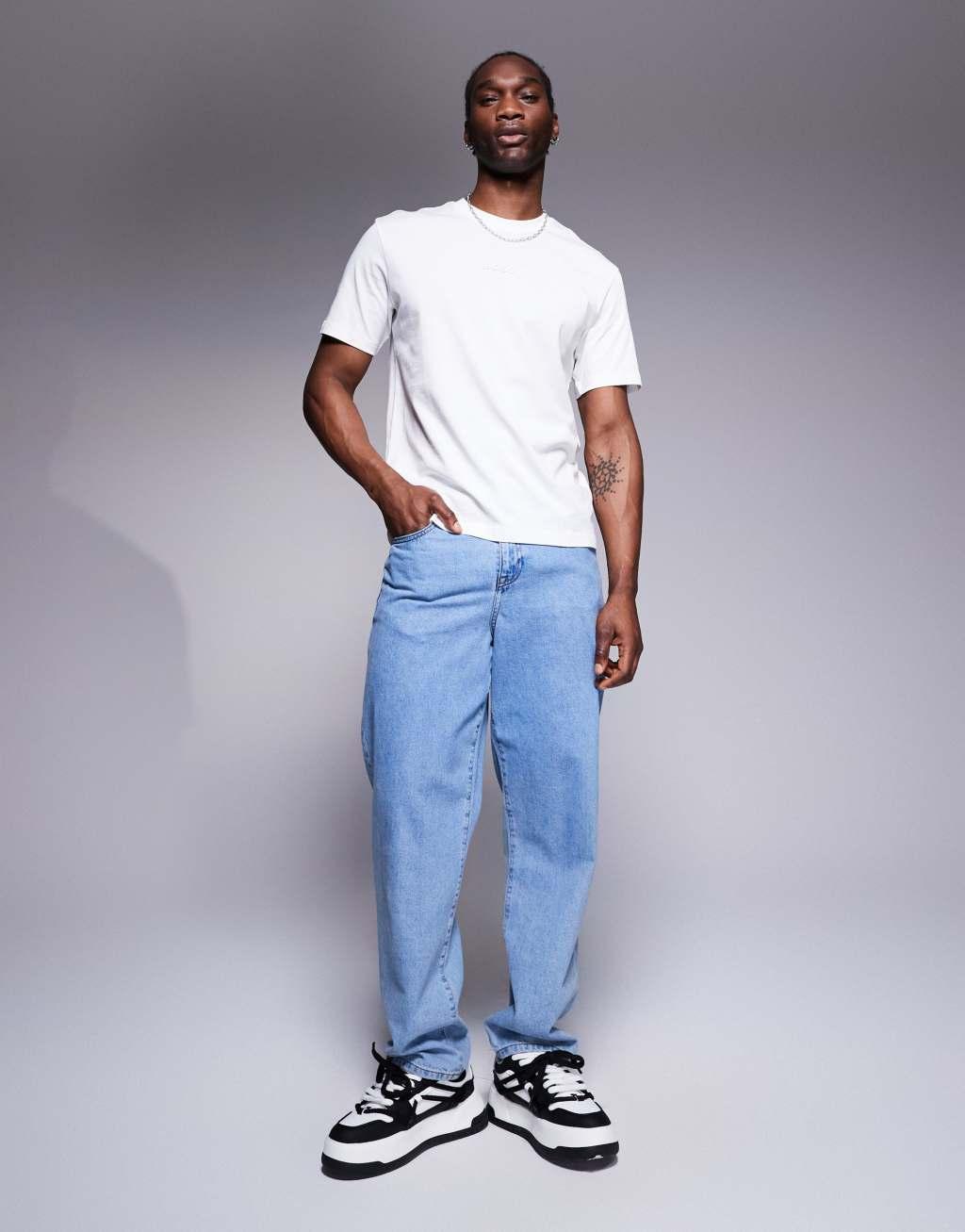 BOSS Green 10 central logo t-shirt oversized fit in white Product Image