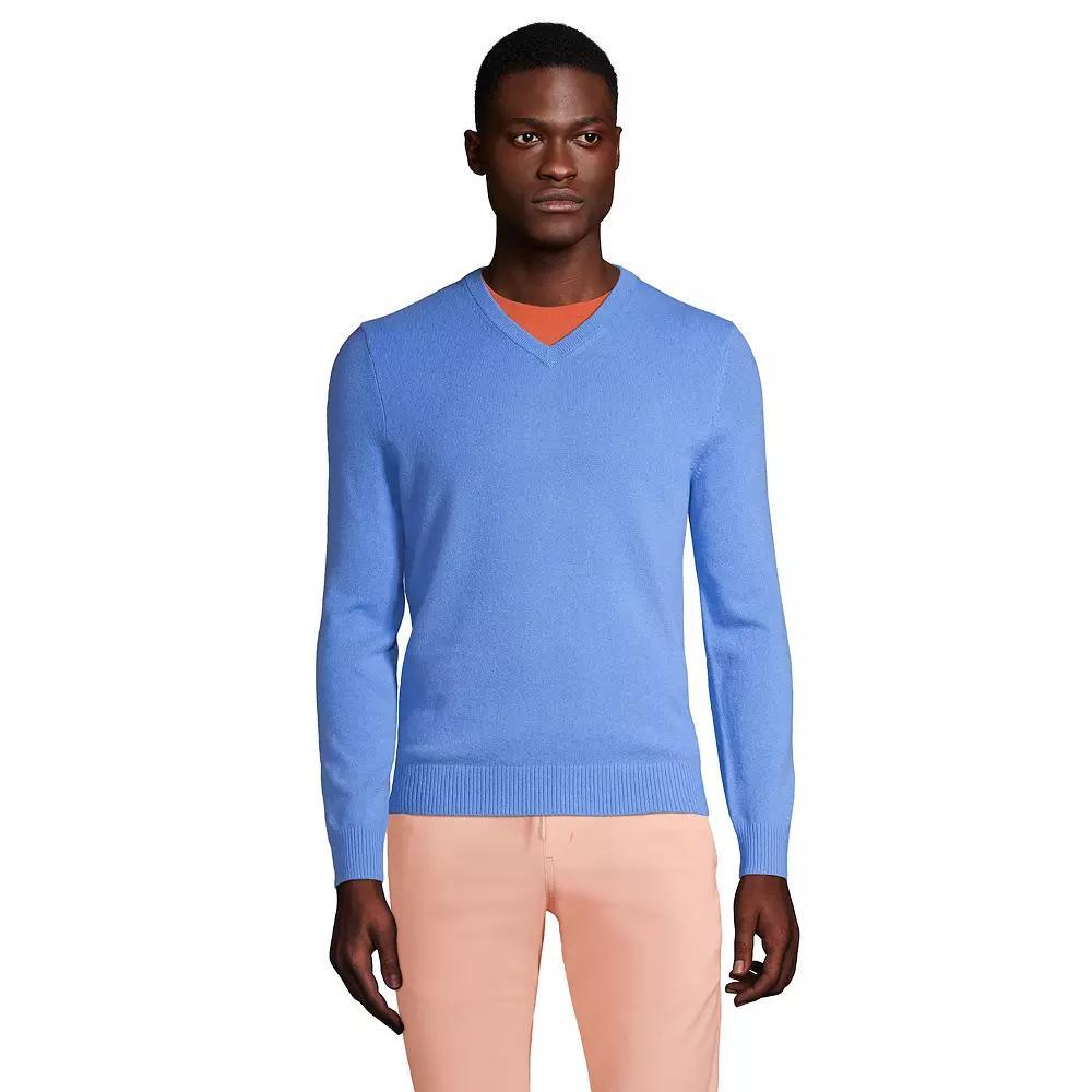 Men's Lands' End Fine-Gauge Cashmere V-neck Sweater, Size: Large, Fresh Red Product Image