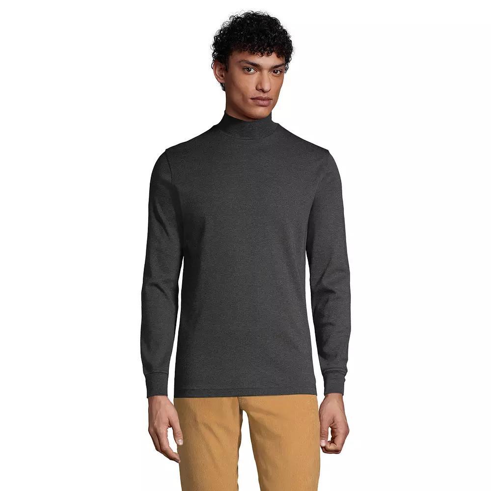 Big & Tall Lands End Super Soft Supima Mock Turtleneck, Mens Dk Grey Heather Product Image