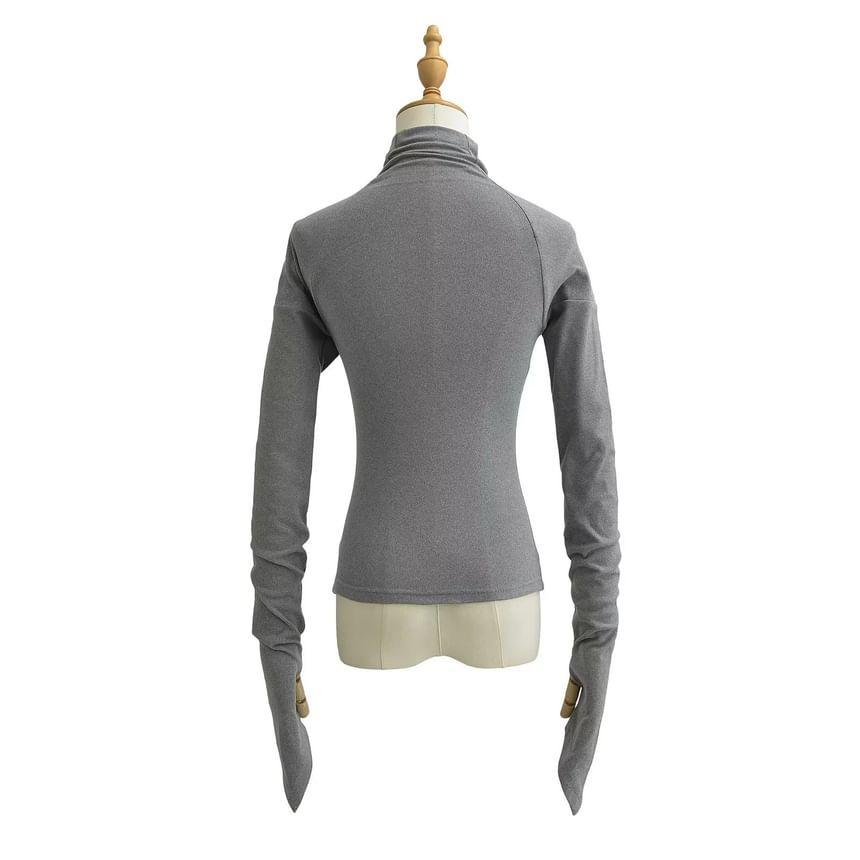 Long-Sleeve Turtleneck Plain Top Product Image