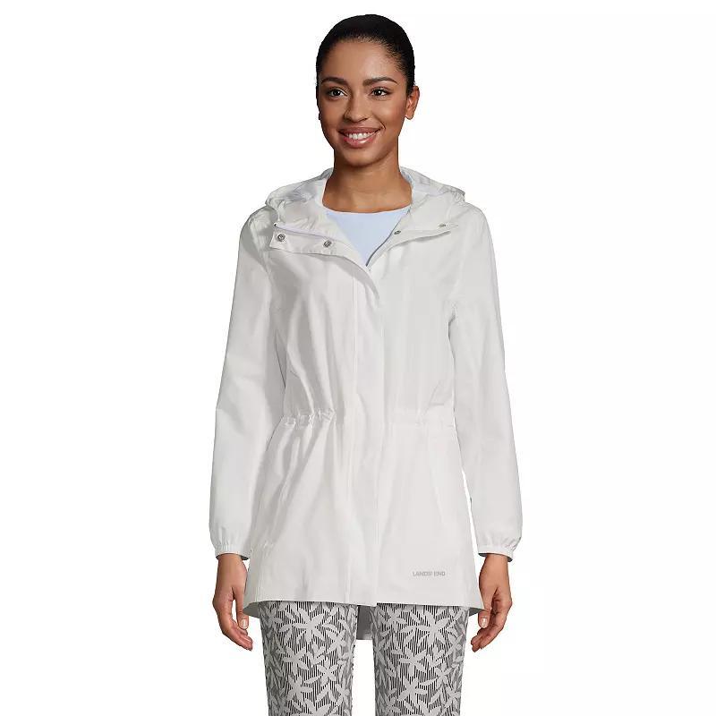 Womens Lands End Hooded Packable Raincoat Deep Blue Product Image