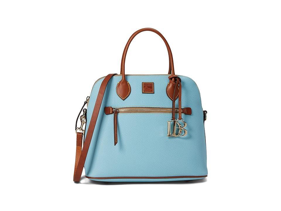 Dooney & Bourke Womens Pebble Grain Large Domed Leather Satchel Bag in Caribbean Blue Product Image