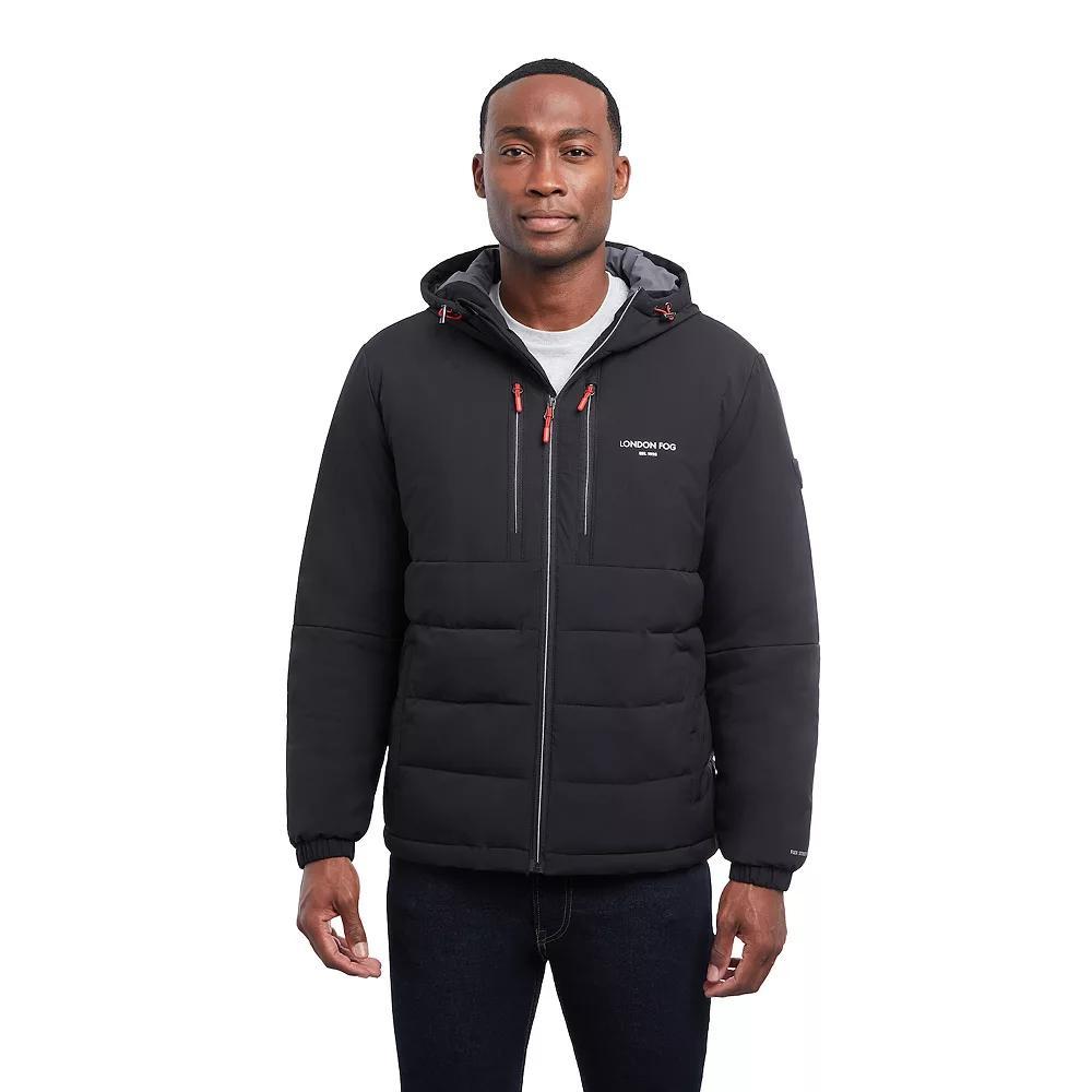 Men's London Fog Flex Stretch Hooded Puffer Coat, Size: XL, Black Product Image