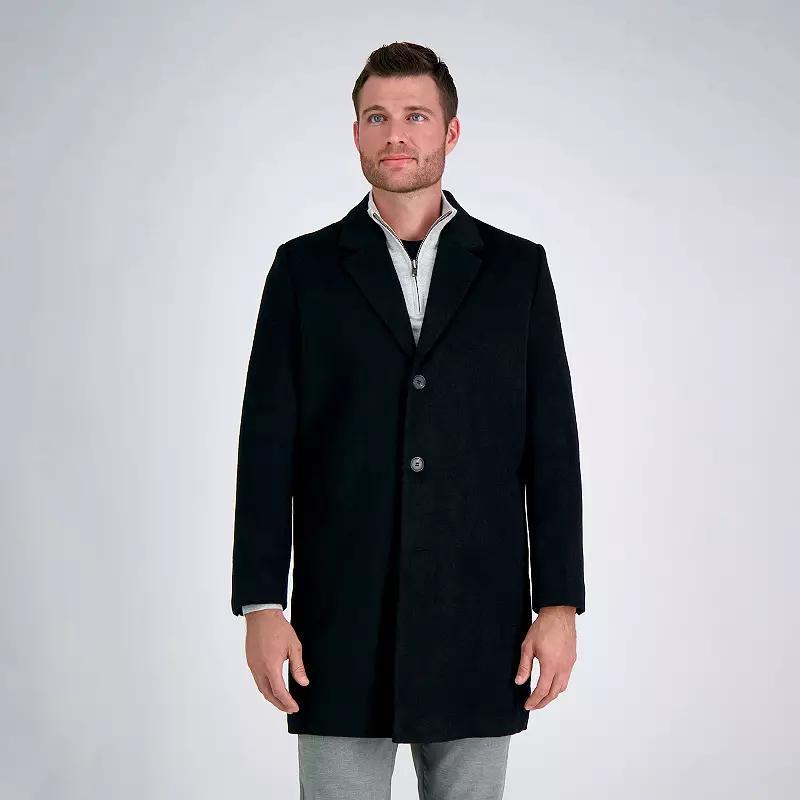 Mens Haggar Mid-Length Single Breasted Brushed Twill Topcoat Grey Product Image