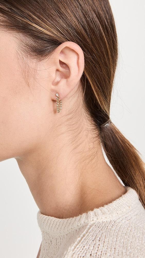 Zoe Chicco 14k Prong Diamond Small Curb Chain Huggie Earrings | Shopbop Product Image