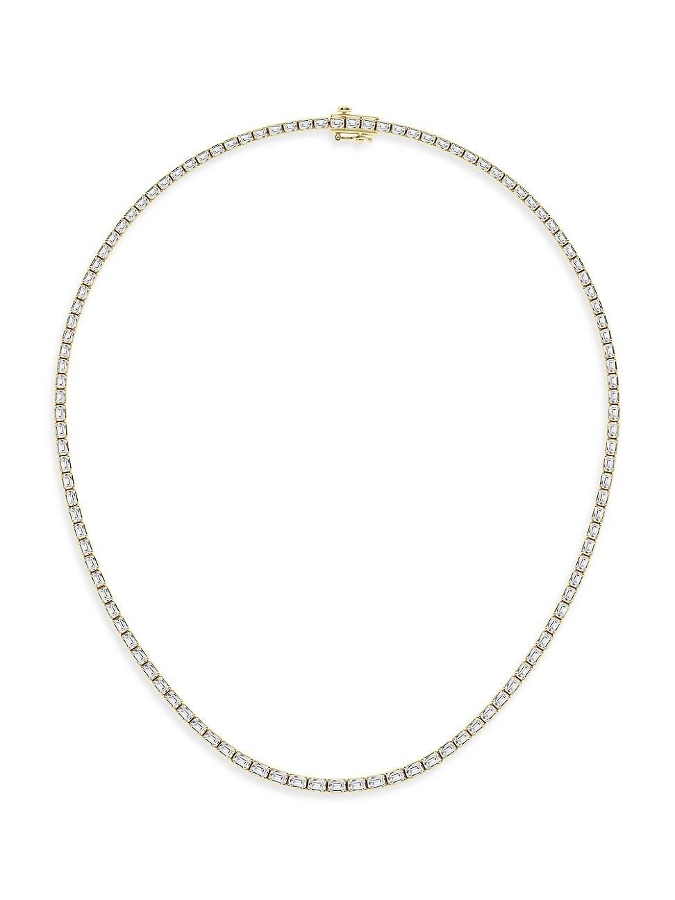 Womens 14K Yellow Gold & Emerald Cut Lab-Grown Diamond Tennis Necklace/10.00-22.00 TCW Product Image