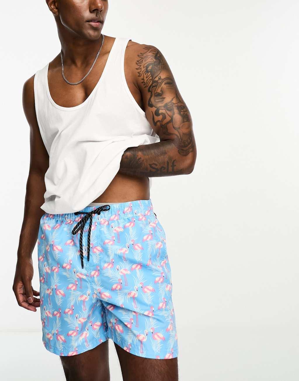 Jack & Jones Intelligence flamingo swim shorts Product Image