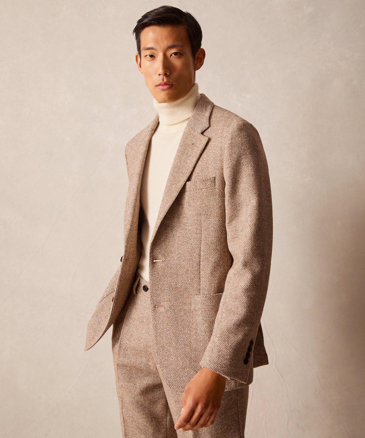 Italian Donegal Madison Jacket in Tan Herringbone Product Image