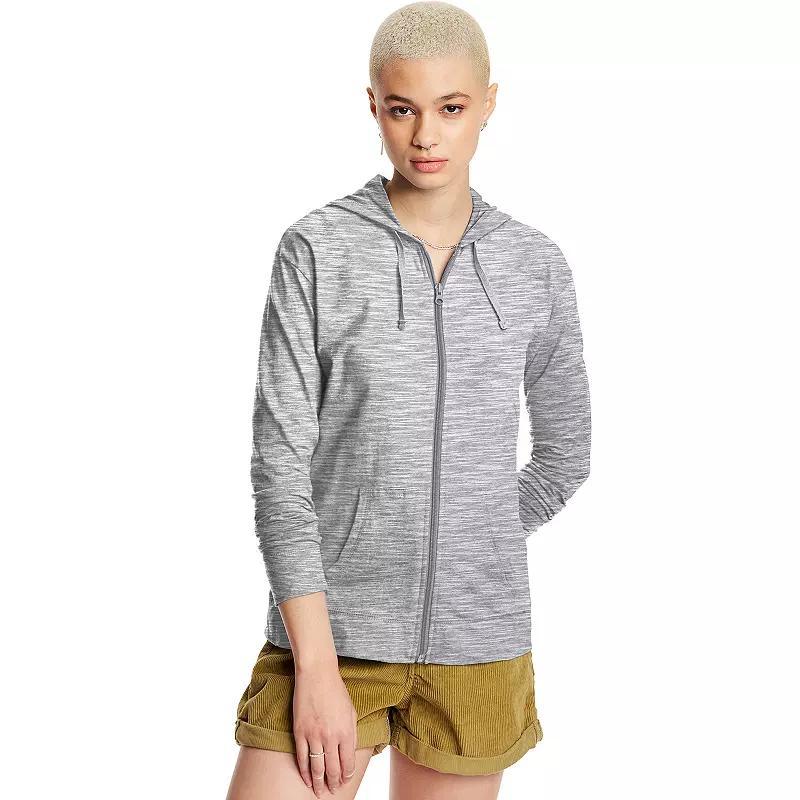 Womens Hanes Slub Jersey Full Zip Hooded Sweatshirt Product Image