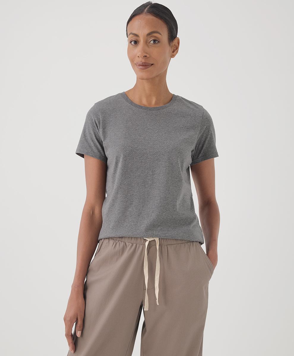 Women's Medium Grey Heather Softspun Crew Neck Tee 2XL Product Image