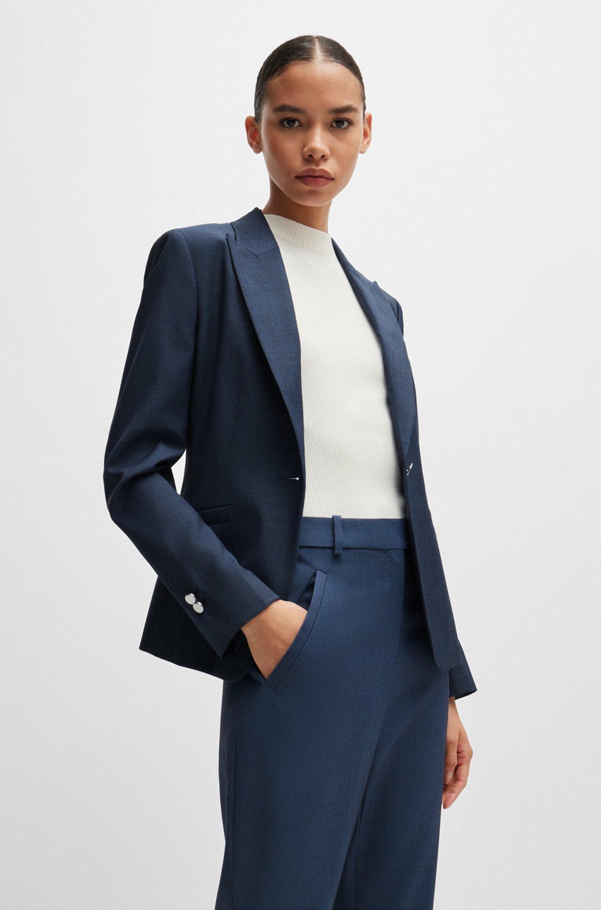 Slim-fit jacket in denim-effect wool twill Product Image