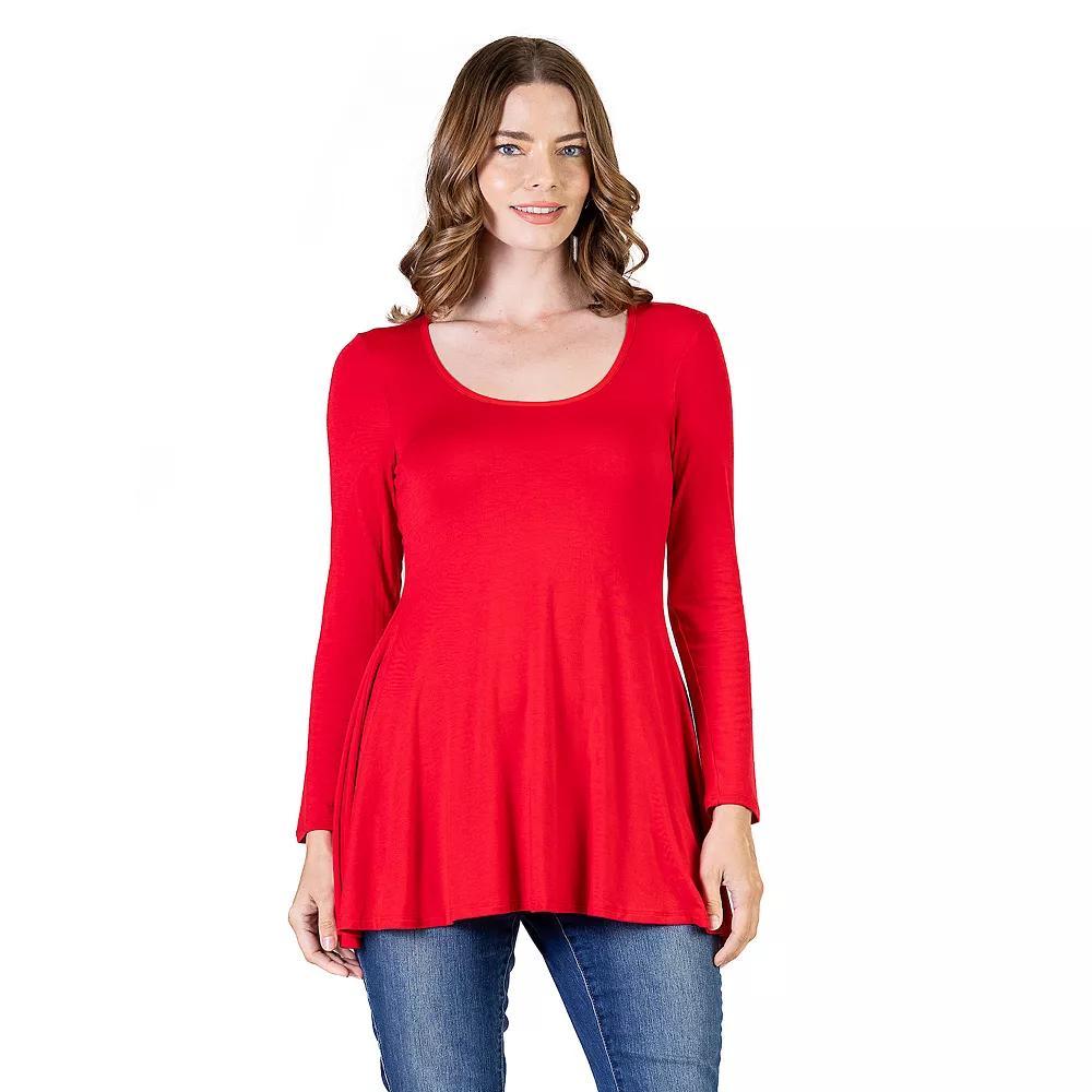 Womens 24Seven Comfort Apparel Swing Style Flared Tunic Top Purple Product Image
