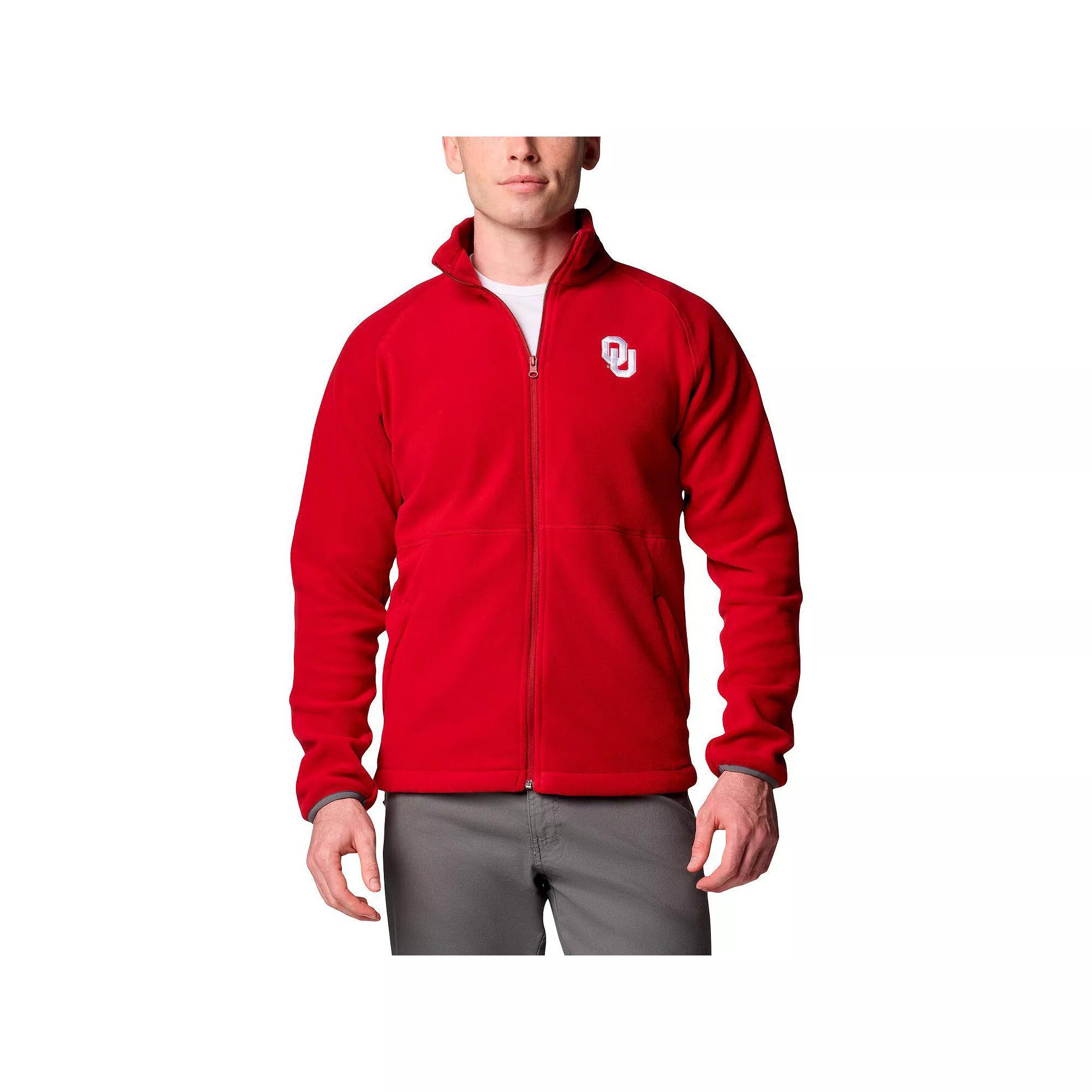 Men's Columbia  Crimson Oklahoma Sooners Big & Tall Flanker�� IV Fleece Raglan Full-Zip Jacket, Size: 6XB, Red Product Image