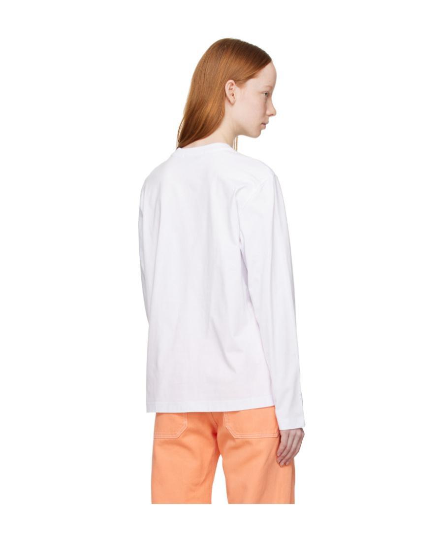MSGM Printed Long-sleeved T-shirt In White Product Image