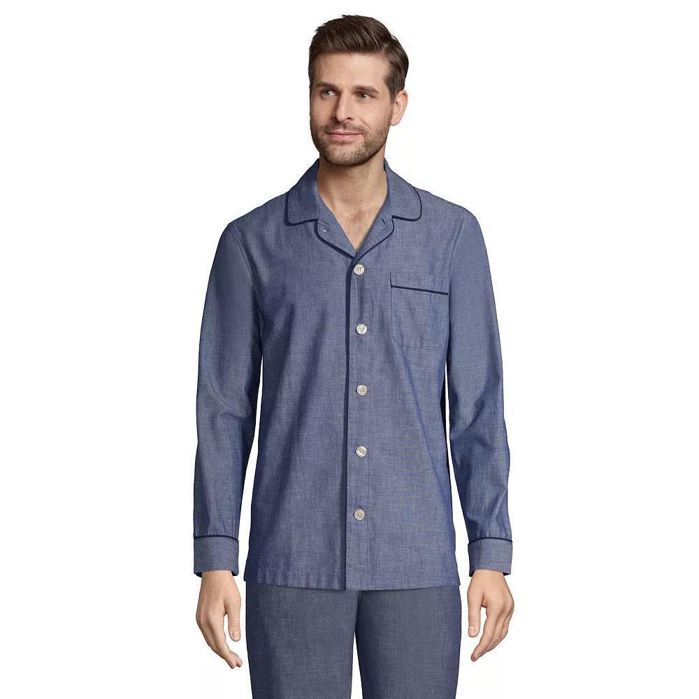 Men's Lands' End Broadcloth Pajama Sleep Shirt, Size: Medium, Deep  Blue Product Image
