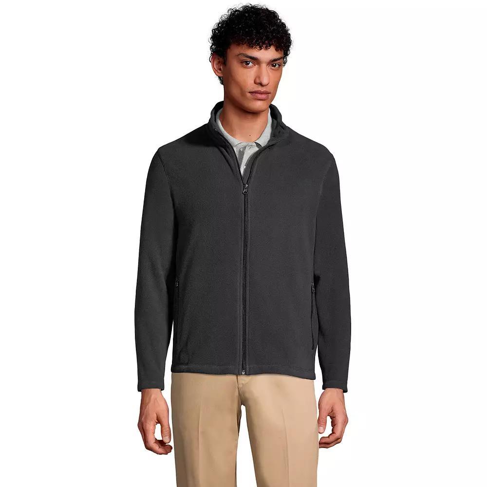 Men's Lands' End Full-Zip Mid-Weight Fleece Jacket, Size: Large, Dark Grey Product Image