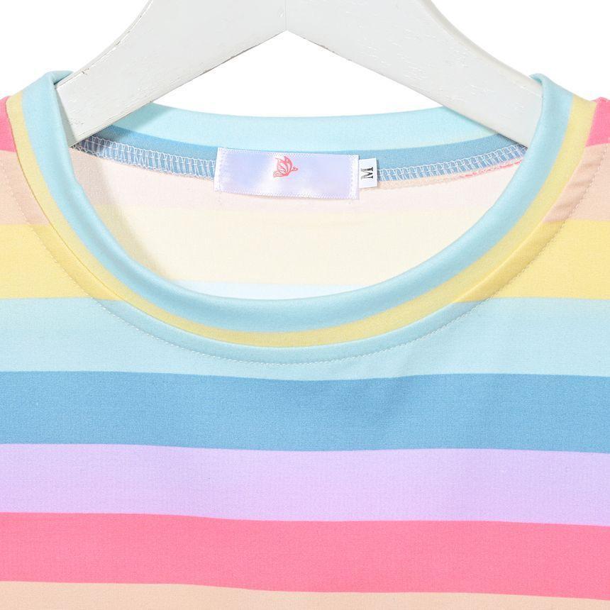 Short-Sleeve Rainbow Striped T-Shirt Product Image