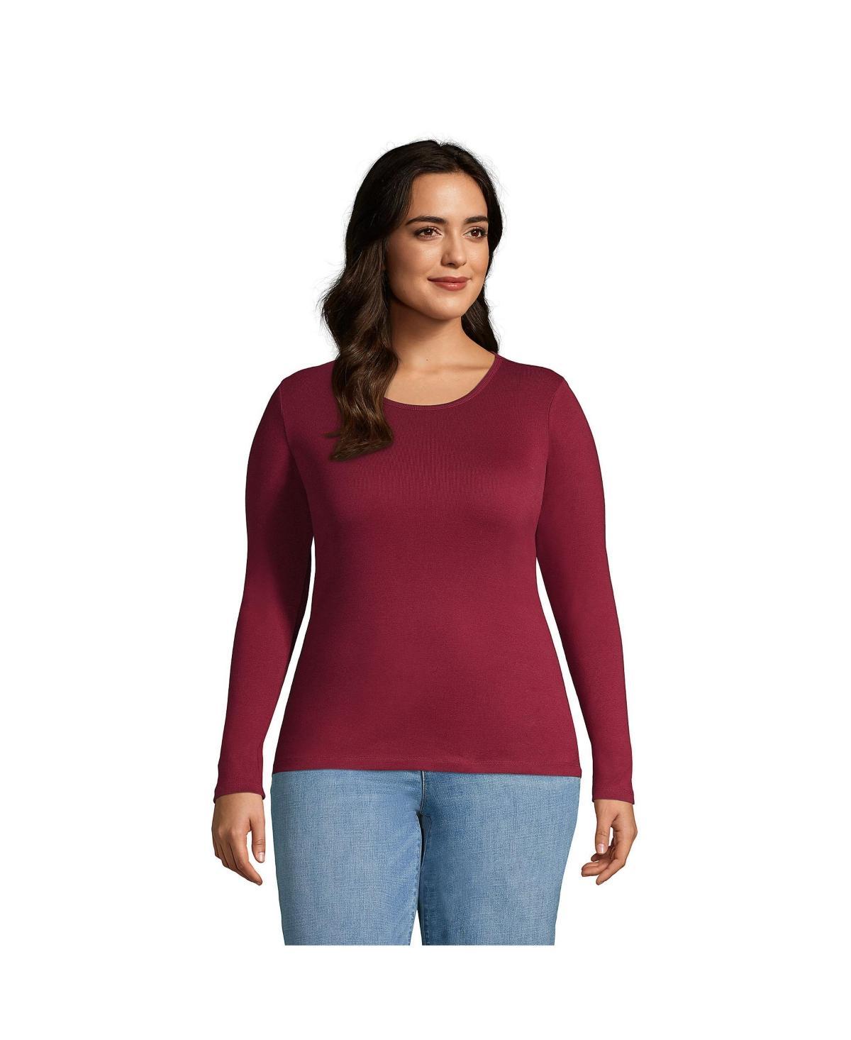 Plus Size Lands' End Long Sleeve Crewneck Tee, Women's, Size: 2XL, Black Product Image