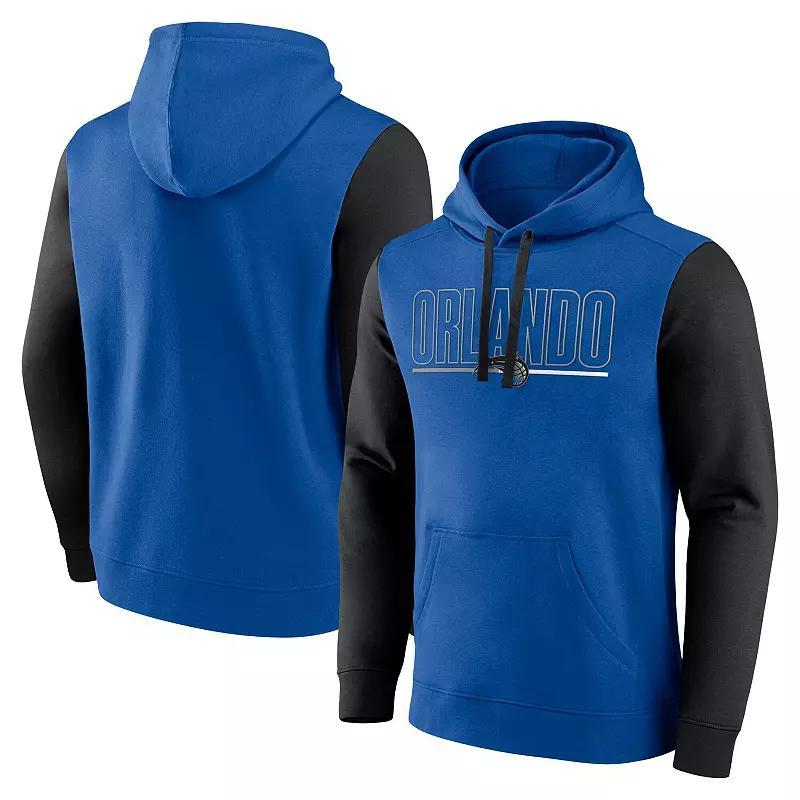 Men's Blue Orlando Magic Outline Colorblock Pullover Hoodie, Size: Small, Mag Blue Product Image