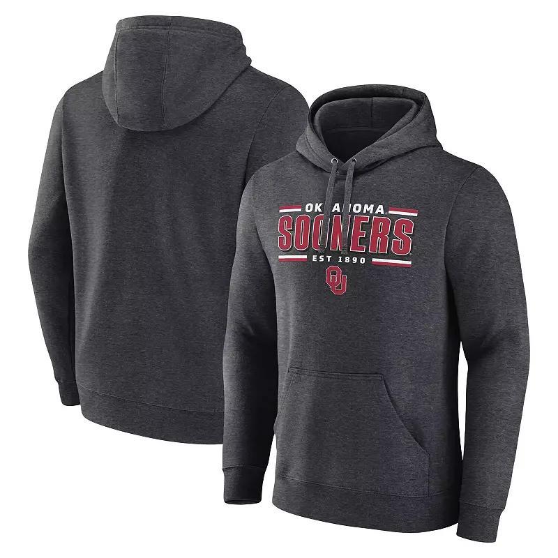 Men's Fanatics  Heather Charcoal Oklahoma Sooners Horizontal Block Fleece Pullover Hoodie, Size: 2XL Product Image