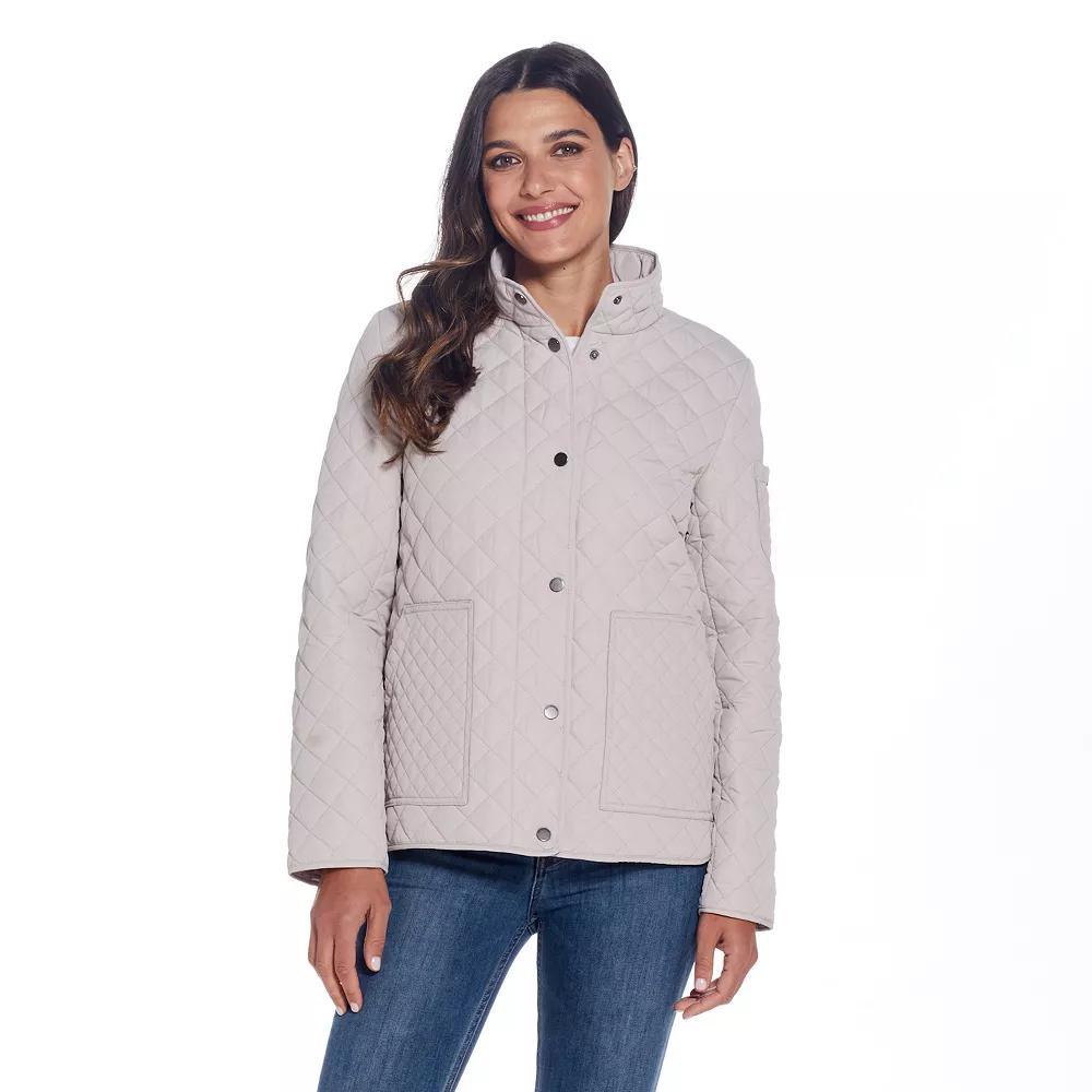 Women's Weathercast Mixed Diamond Quilted Modern Barn Jacket, Size: Small, Oatmeal Product Image