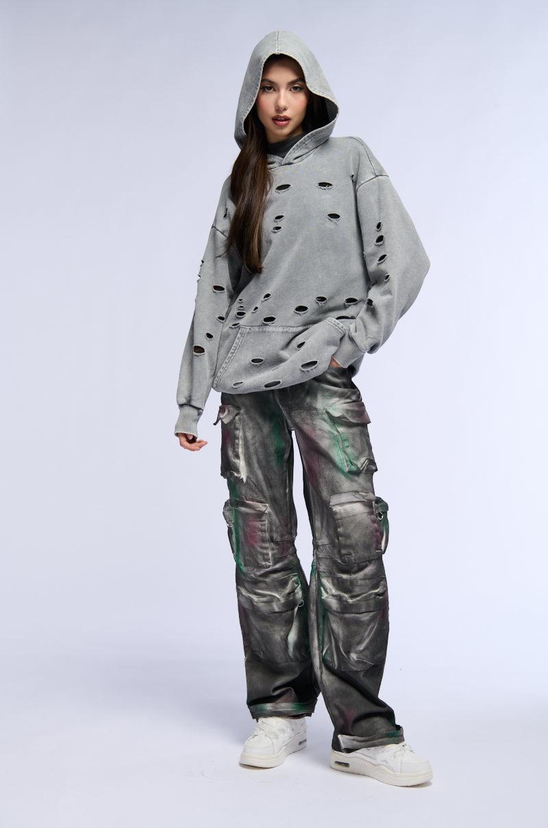 HOLY MOLY DISTRESSED SWEATSHIRT DRESS Product Image