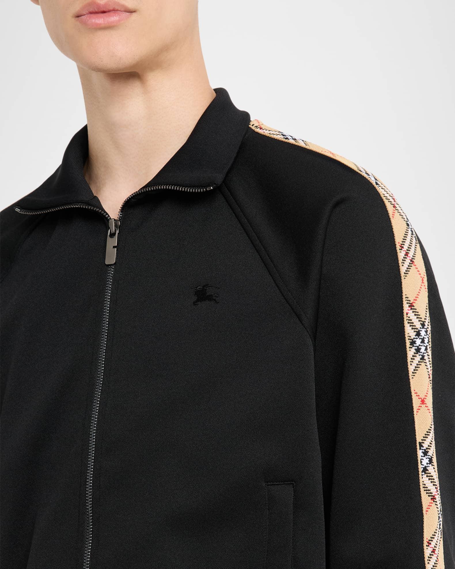 Men's Check-Trim Cotton Blend Track Jacket Product Image