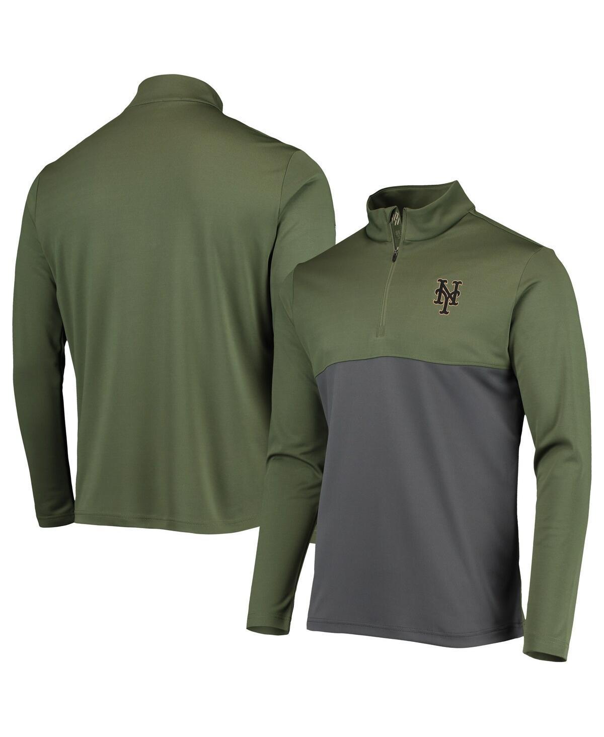 Mens Levelwear Olive New York Mets Delta Pursue Quarter-Zip Jacket Product Image