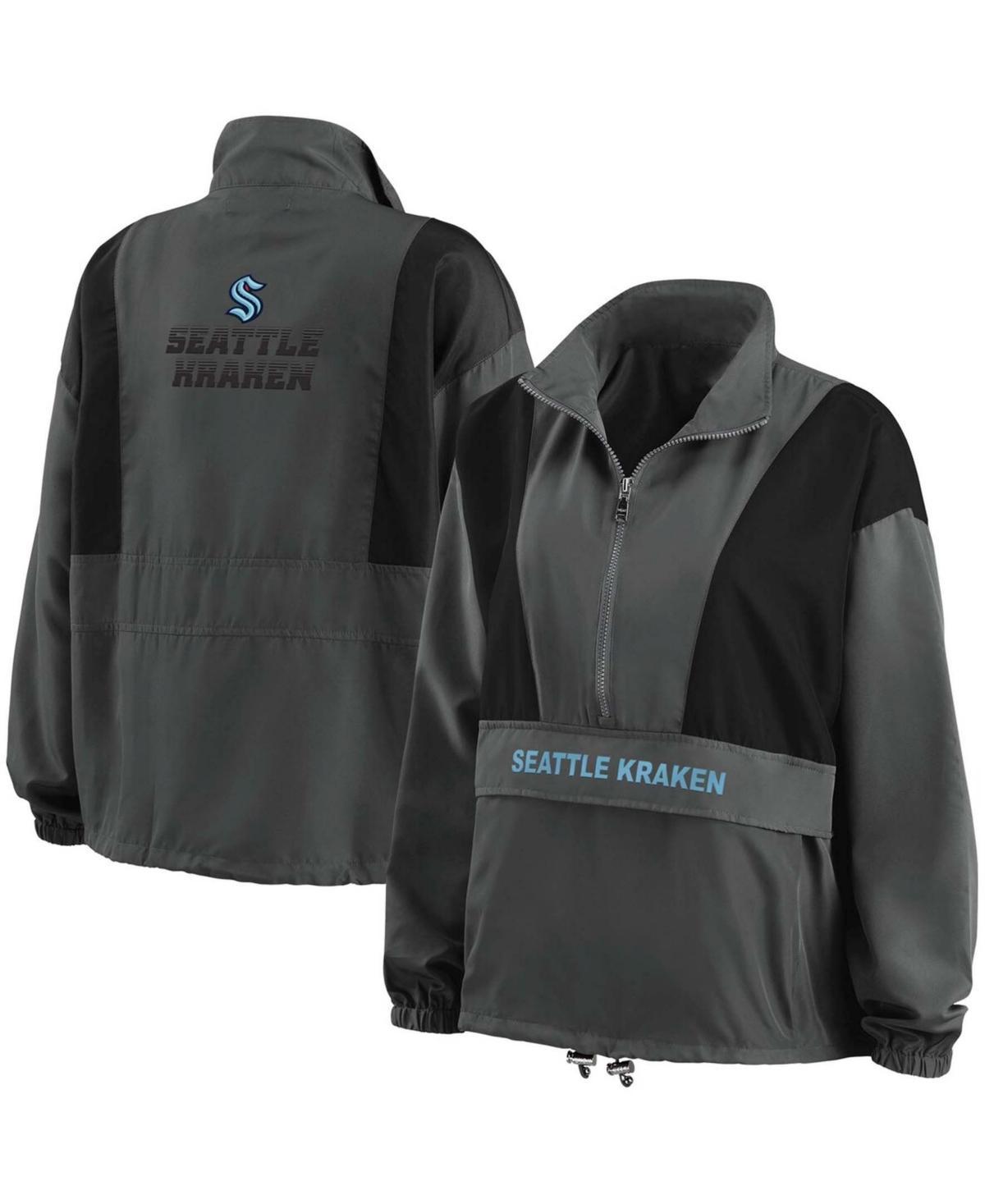 Women's WEAR by Erin Andrews Charcoal Milwaukee Brewers Packable Half-Zip Jacket, Size: Small Product Image