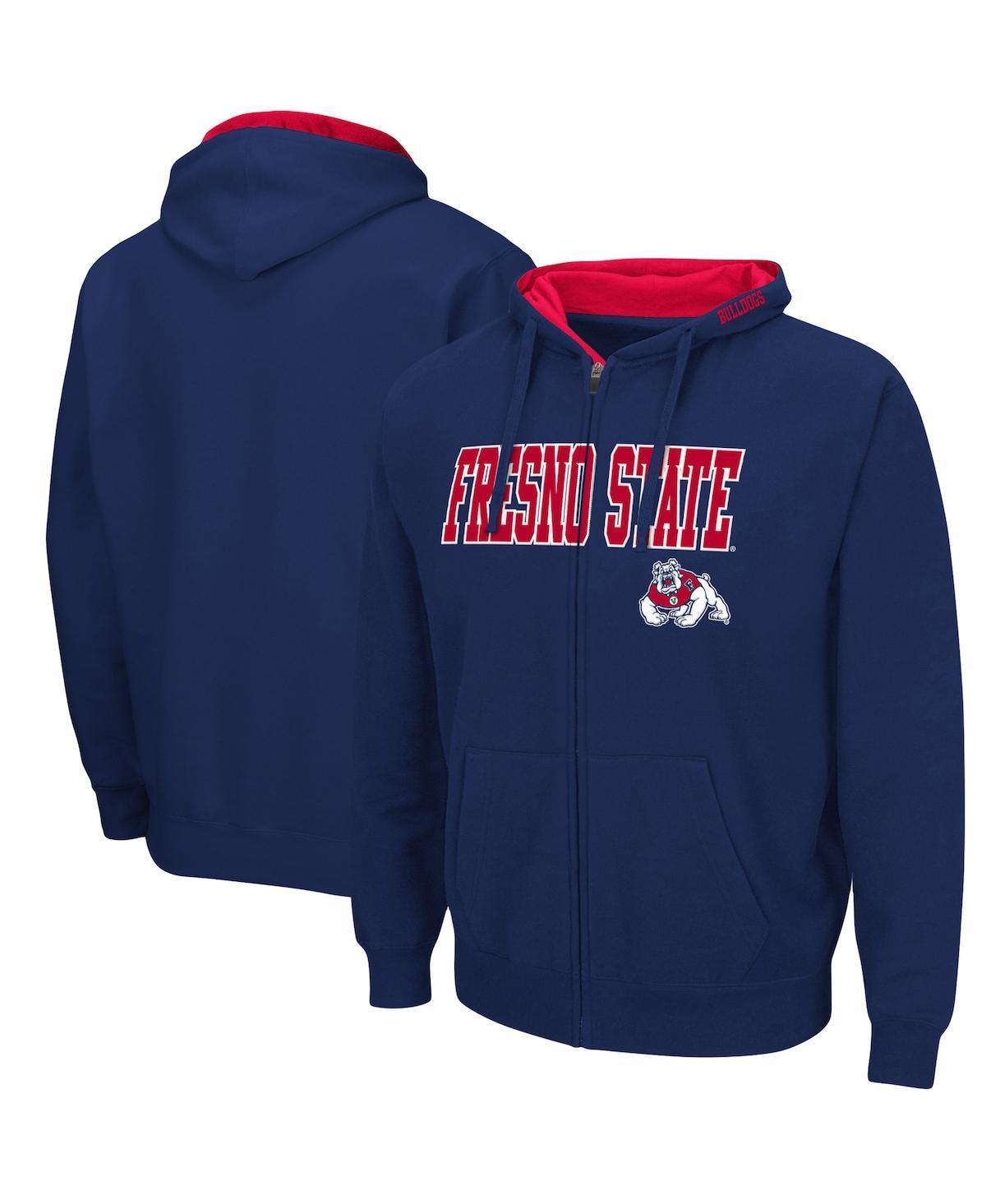 Men's Colosseum Navy Fresno State Bulldogs Arch & Logo 3.0 Full-Zip Hoodie, Size: Medium, Csf Blue Product Image