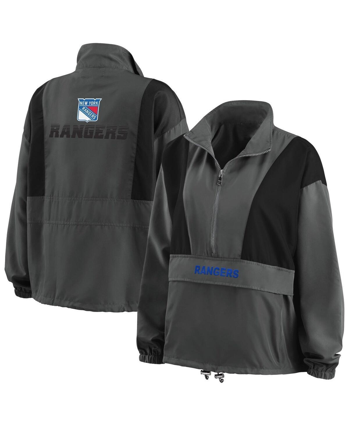 Women's WEAR by Erin Andrews Charcoal Milwaukee Brewers Packable Half-Zip Jacket, Size: Small Product Image