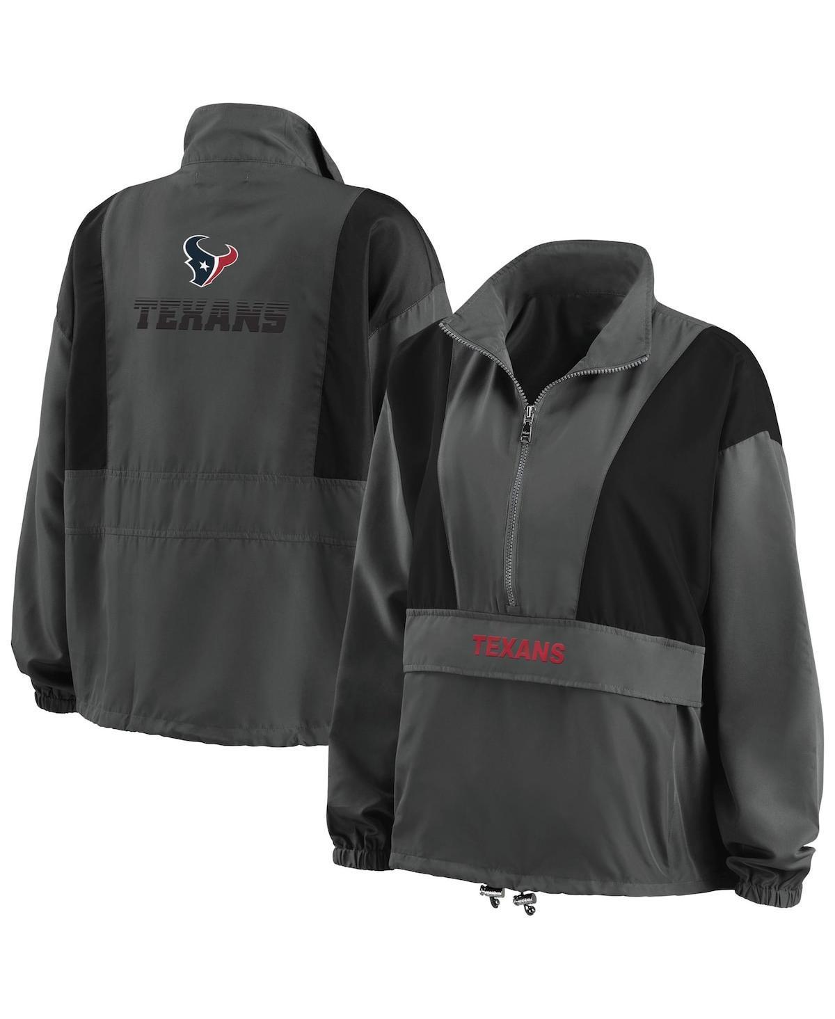 Women's WEAR by Erin Andrews Charcoal Milwaukee Brewers Packable Half-Zip Jacket, Size: Small Product Image