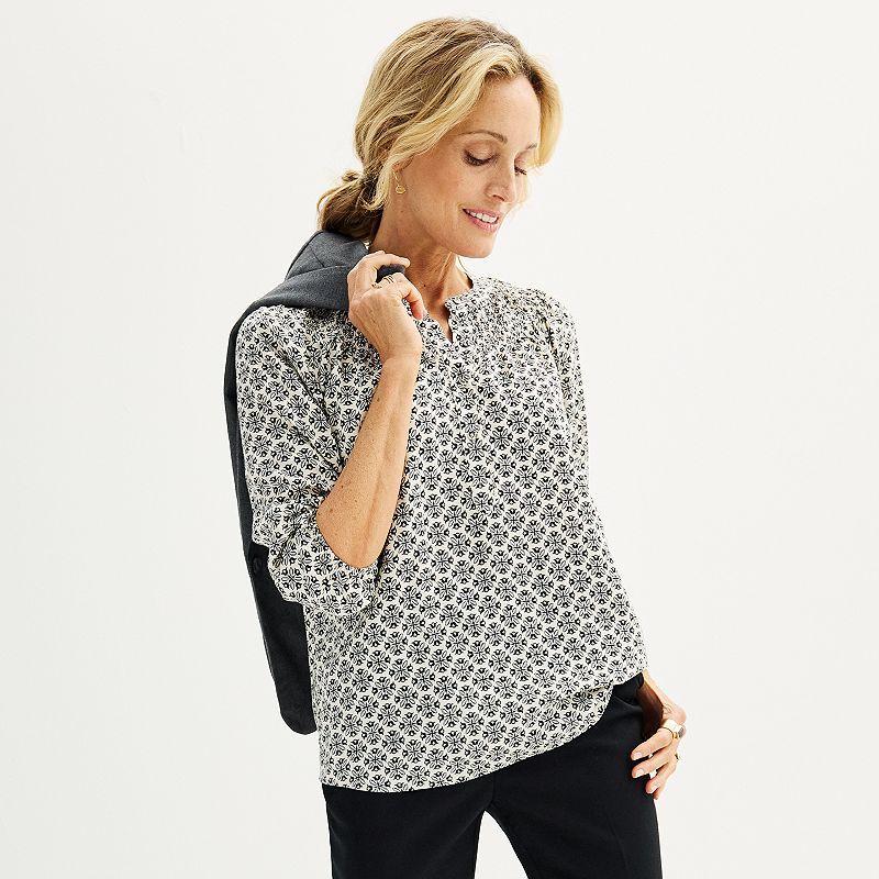 Womens Croft & Barrow Staple Smocked Blouse Product Image