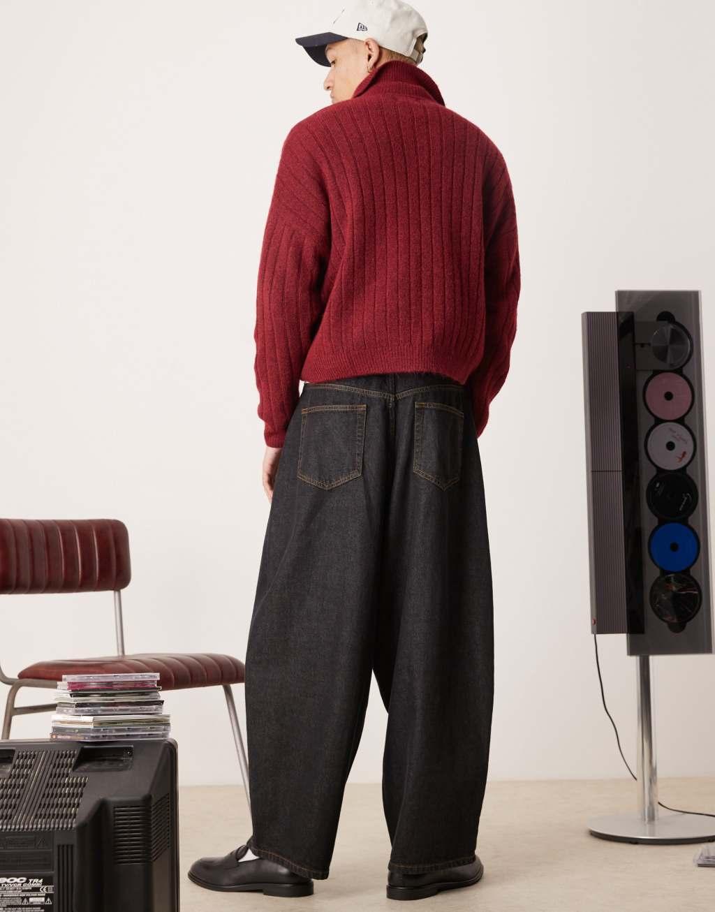 ASOS DESIGN oversized baggy jeans in raw denim  Product Image