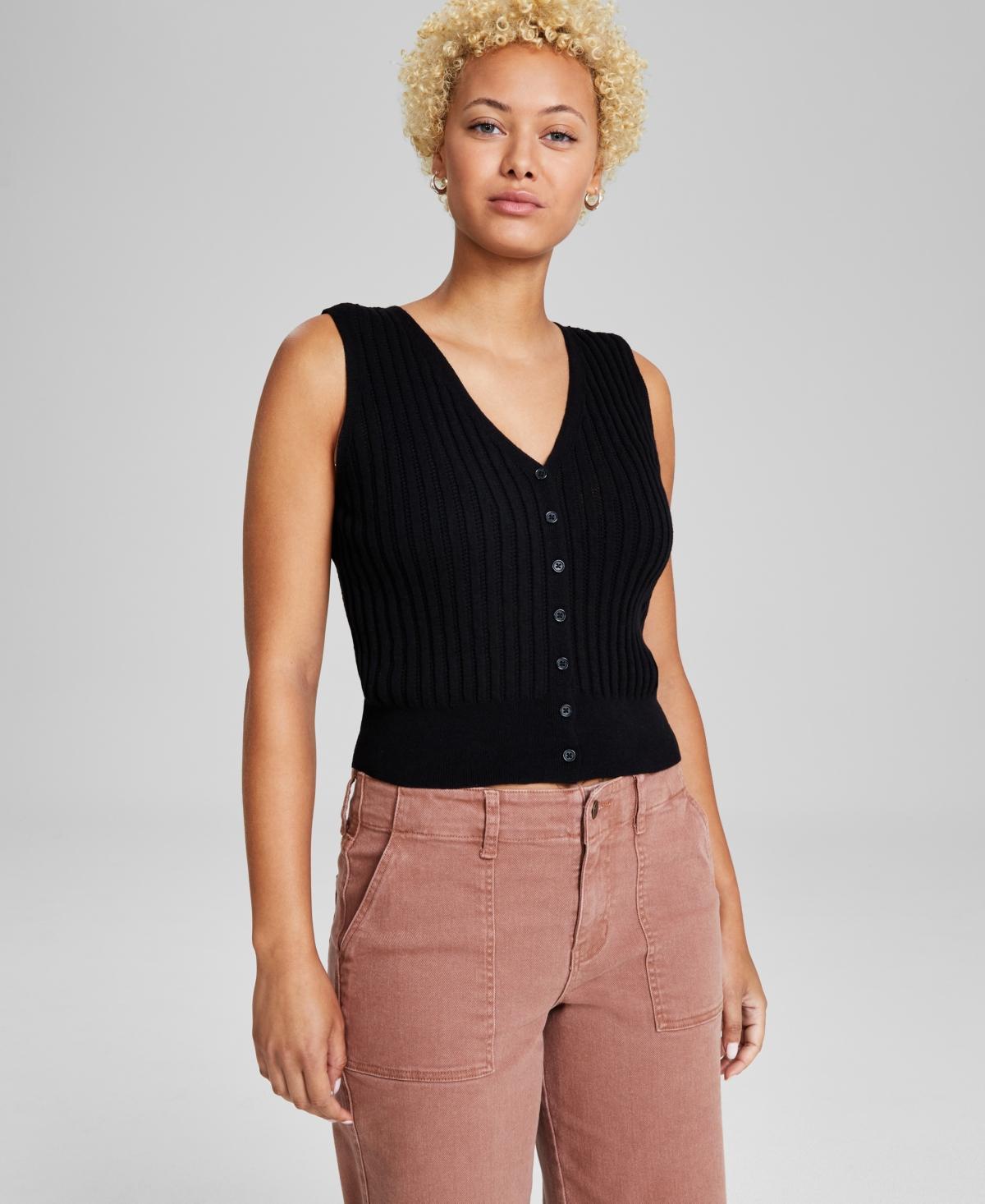 And Now This Womens Ribbed Button-Up Sweater Vest, Created for Macys Product Image