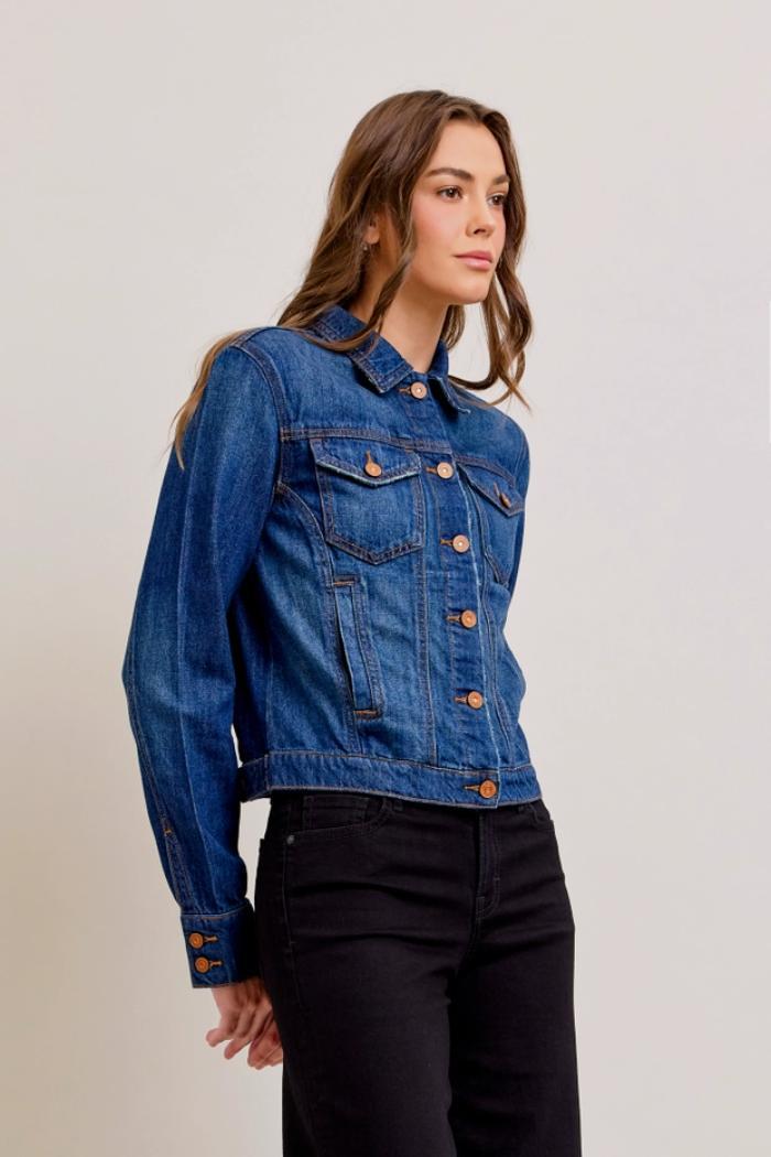 Dark Wash Classic Fitted Trucker Jacket Product Image