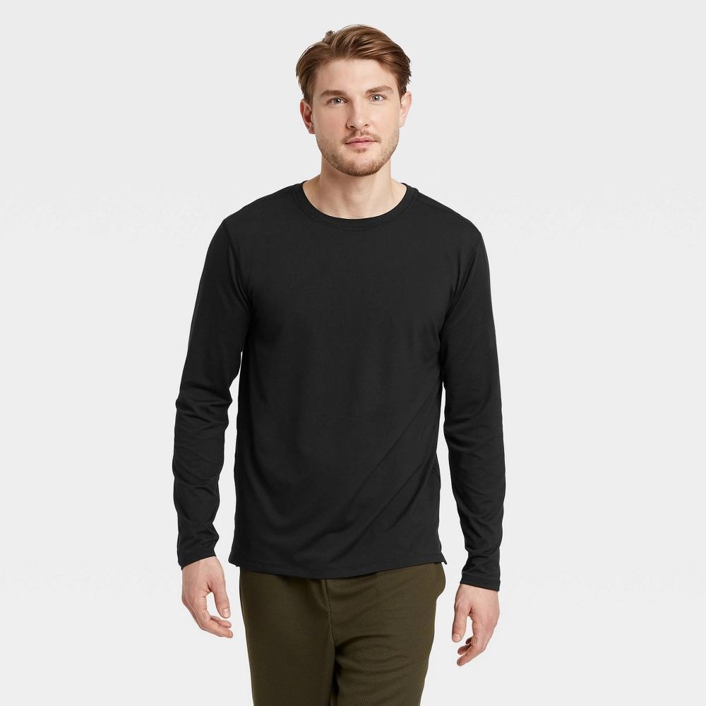 Men's Long Sleeve Performance T-Shirt - All In Motion™ Black S: Recycled Polyester, Spandex, Moisture Wicking Product Image