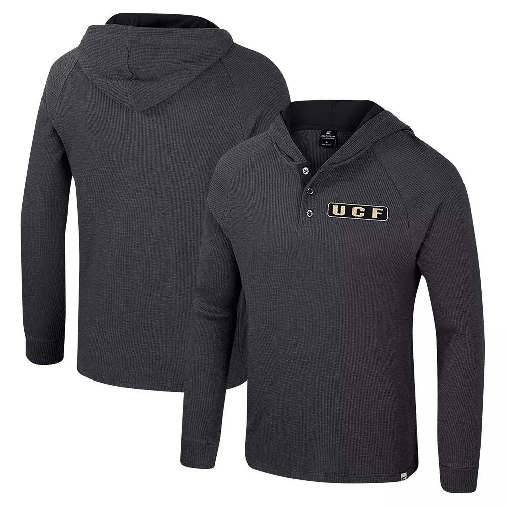 Men's Colosseum  Charcoal UCF Knights Dujour Ralgan Long Sleeve Henley Hoodie T-Shirt, Size: 2XL Product Image